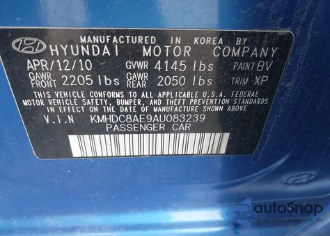 2010 Hyundai Elantra Touring Se из США, поврежденный, VIN KMHDC8AE9AU083239